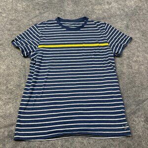 American Eagle T Shirt Mens L Blue White Striped Athletic Fit Crew Short Sleeve